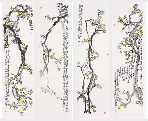 苏凤智作品8《天谴香魂到锦江 天桥峪上古梅香 少年常梦月徘徊 一声珍重白云边》规格：180X48cmX4.jpg