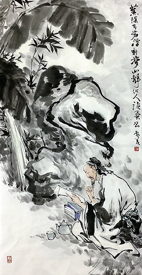 黄羡作品 《山静何人读异书》.jpg