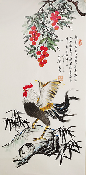 佘声俊作品2《拍翼展翅心头宽 荔香叶绿人更欢 吉祥家园添喜气 長年都是好开端》.jpg