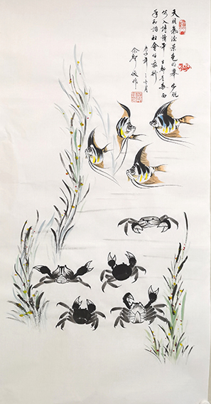 佘声俊作品3《天朗气清景色明 举步脱俗入诗情 平生都是多面手 和谐社会任我行》.jpg