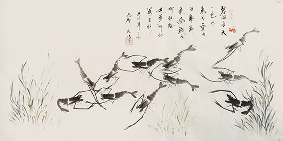 佘声俊作品17《碧海长天一色明 气清云白波粼粼 乘风戏水何惧险 追梦哪怕万里行》.jpg