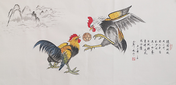 佘声俊作品16《腾躍回旋战不停 好似武当对少林 足下妙艺随玩转 吉祥凤凰总传情》.jpg