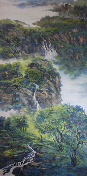 盛絜作品5《山居图》 规格：67cm×138cm.jpg