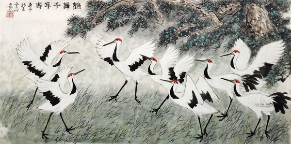 《鹤舞千年寿》规格：124cmx249cm.JPG