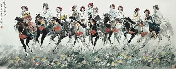 《康巴盛会》规格：145cmx380cm.JPG