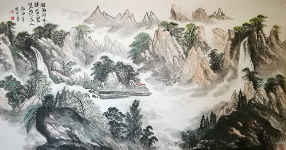 白桂芹作品20《烟雨润峰 群峦雲里几家人》.jpg