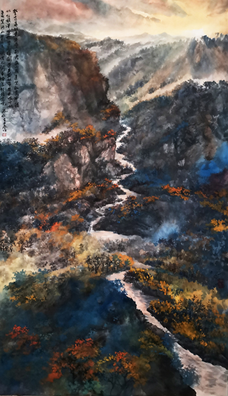 1626678514794614.jpg 盛絜作品5《缅忆当年雄关道》 规格:68cm×136cm.jpg