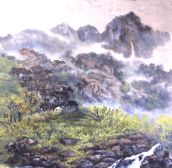 1626678720991696.jpg 盛絜作品14《村野落山里》 规格:68cmx68cm.jpg