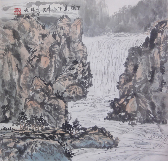 陈林设作品14《飞流直下三千尺》规格：69cmx68cm （禁止抄袭）.jpg